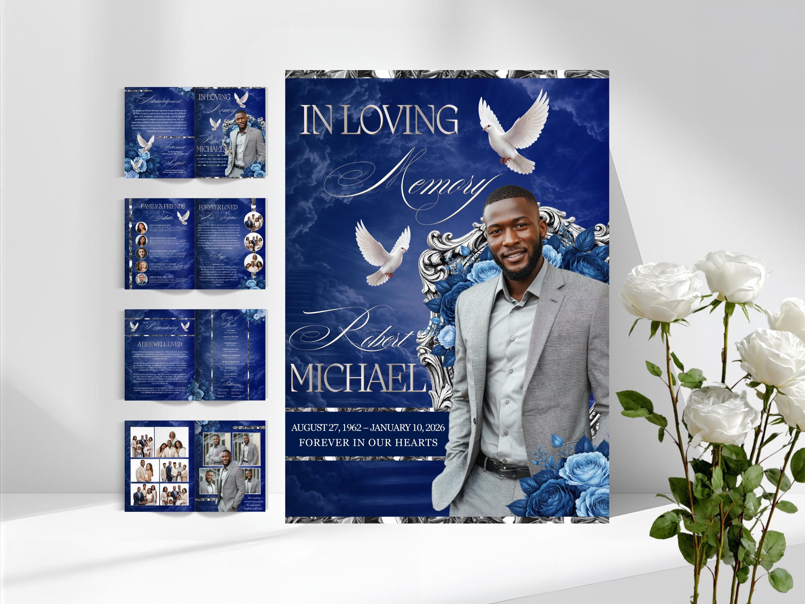 Obituay Programs Digital Download Funeral Program Printable Obituary Template Editable ...