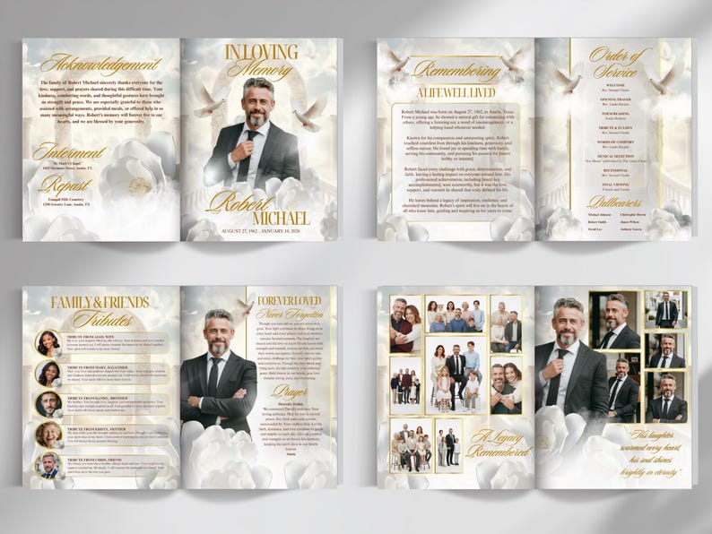 Funeral Obituary Template Canva Memorial Program Canva Funeral Programs