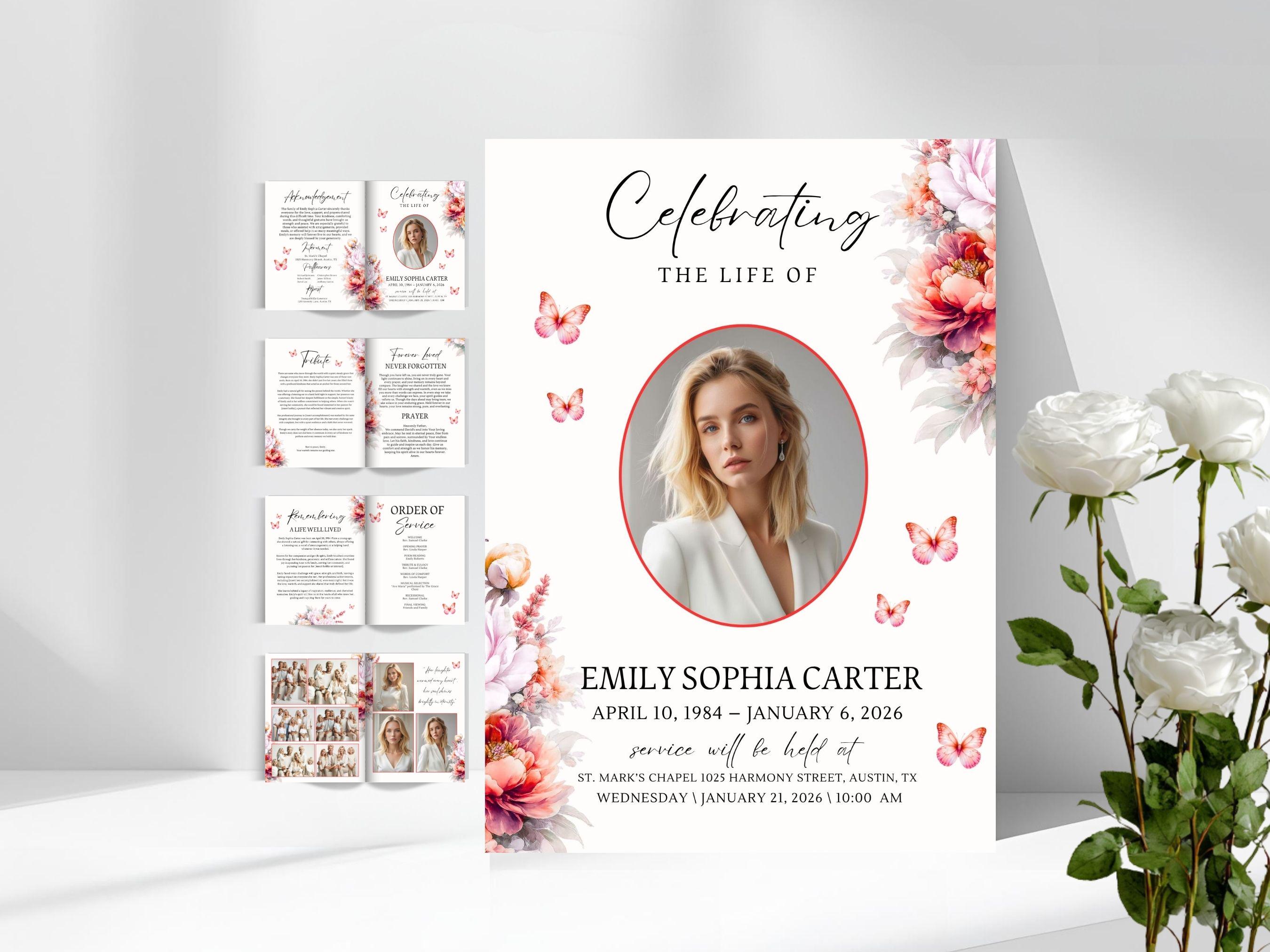 Obituay Programs Funeral Obituary Program Template Funeral Celebration of Life Program ...