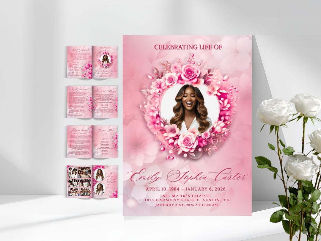 Obituaries Canva Funeral Program Editable Obituary Celebrate of Life ...