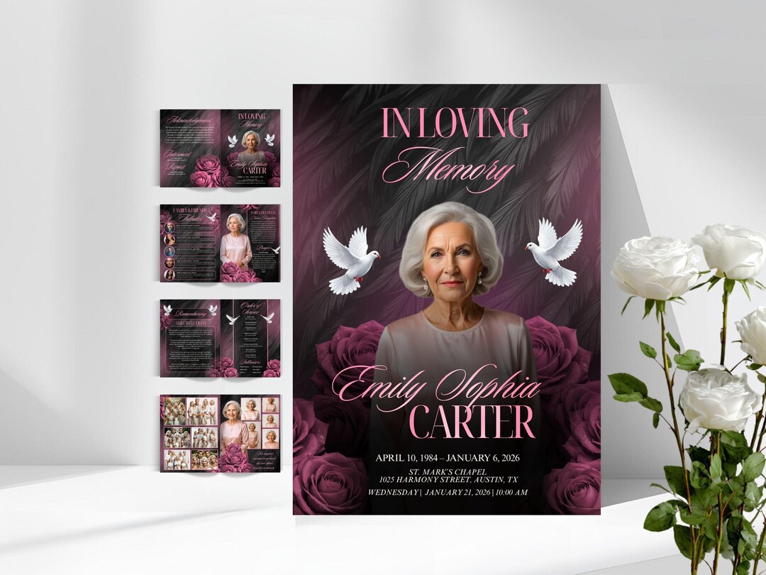 Memorial Service Program Template Funeral Obituary Program Celebrate of ...
