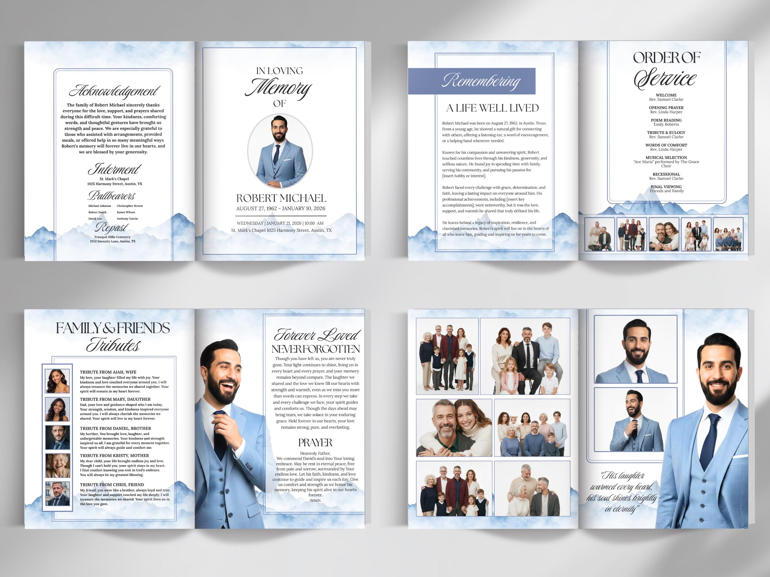 Obituay Programs Program Obituary Template Funeral Programs Canva Template Obituary ...