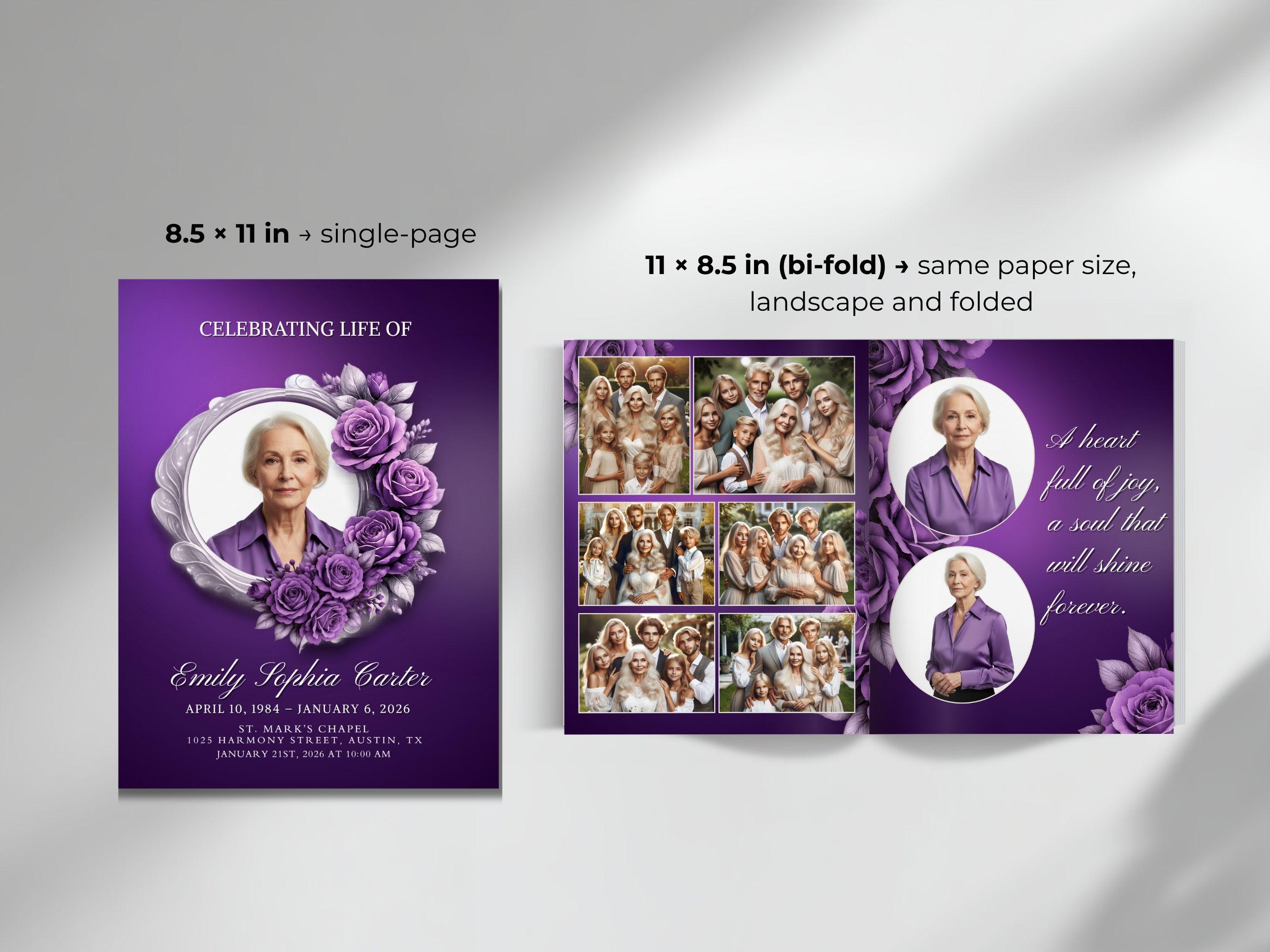 Canva Celebration of Life Memorial Template Funeral Program Obituary ...