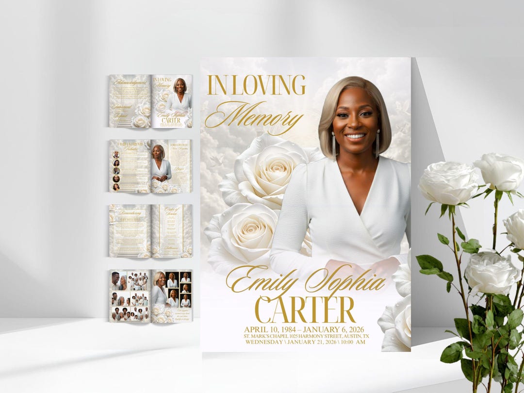 Celebration of Life Funeral Program Canva Template Obituary Funeral ...