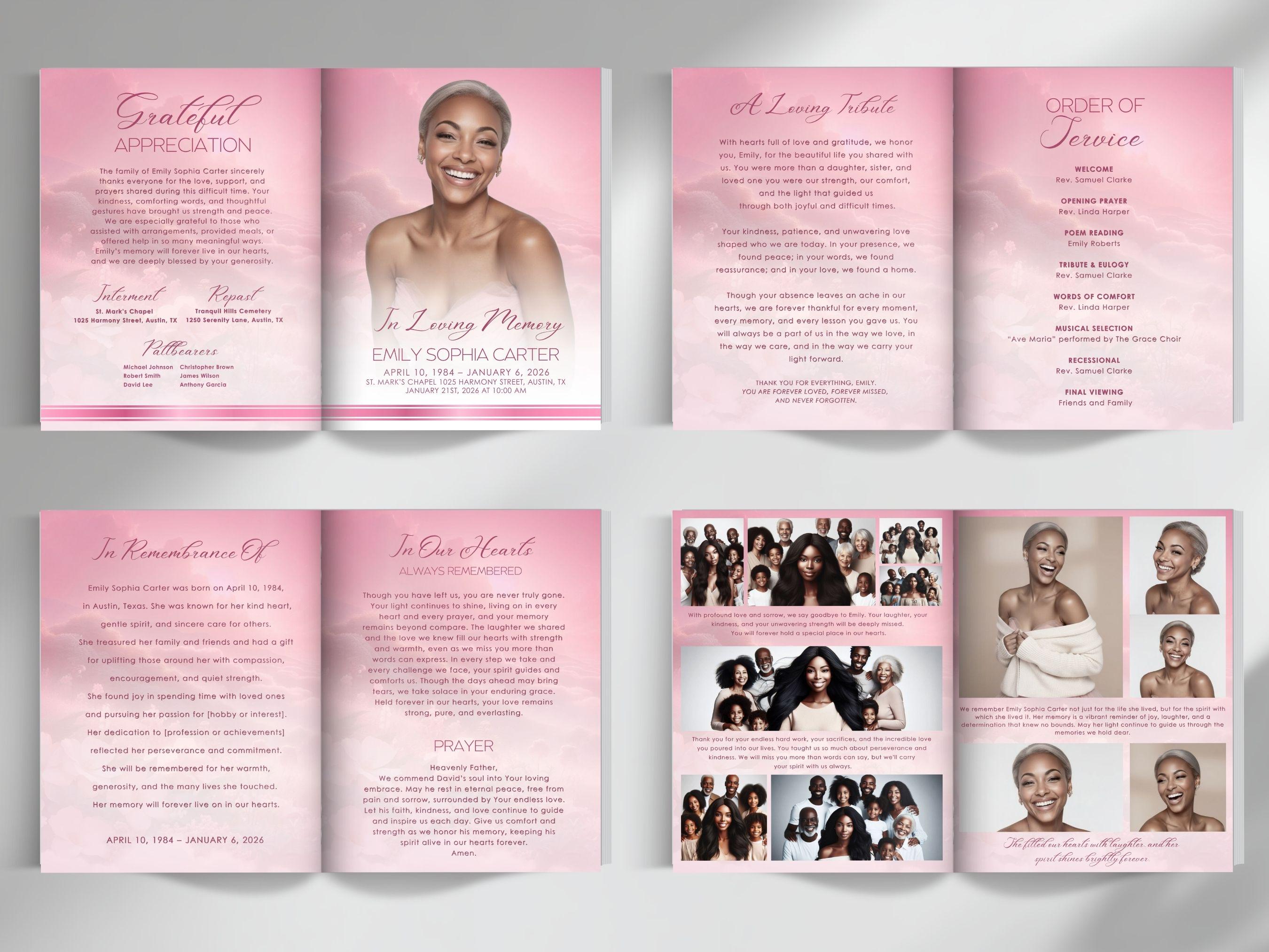 Obituary Canva Celebration of Life Program Funeral Memorial Digital ...