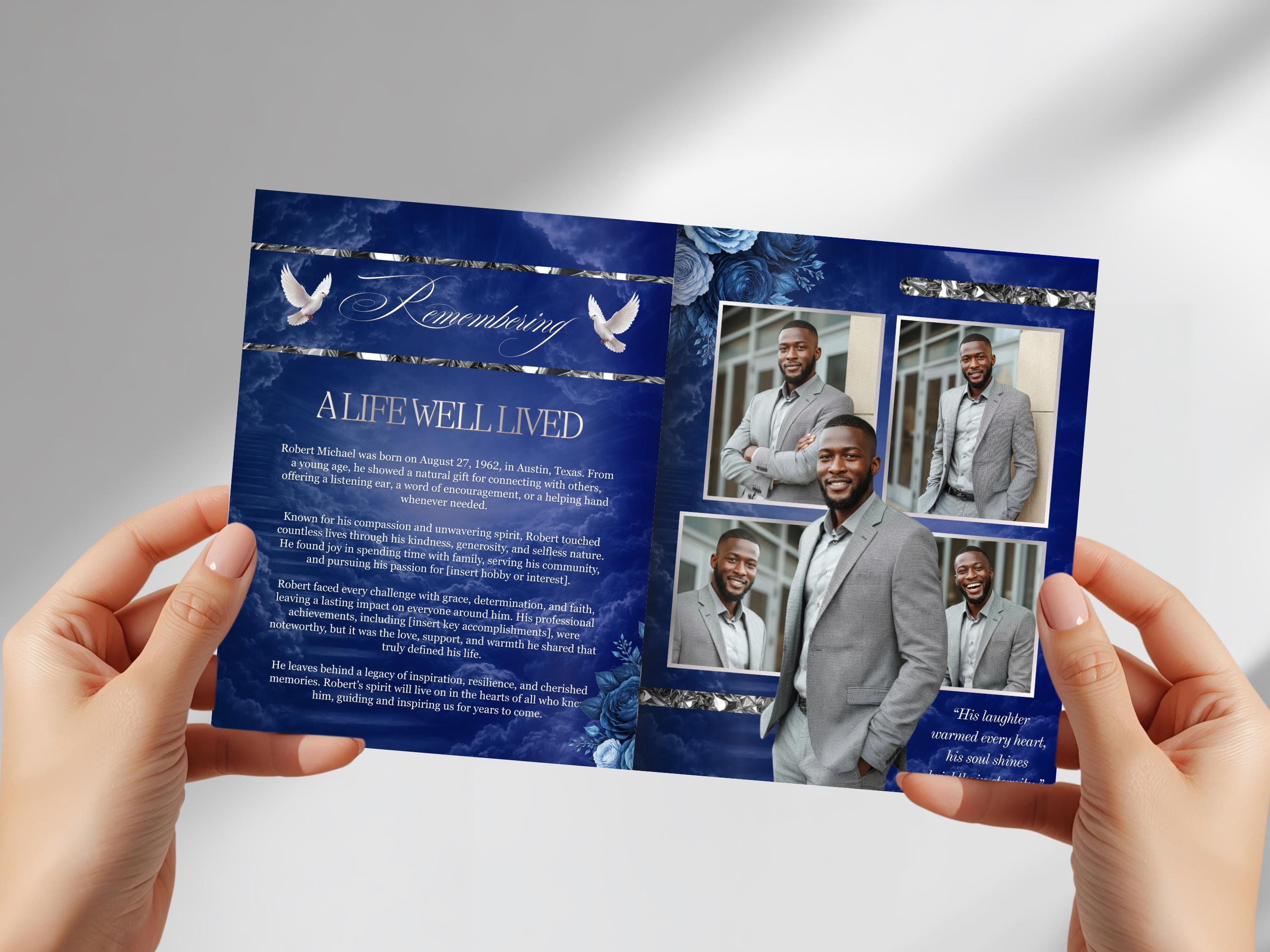 Obituay Programs Digital Download Funeral Program Printable Obituary Template Editable ...