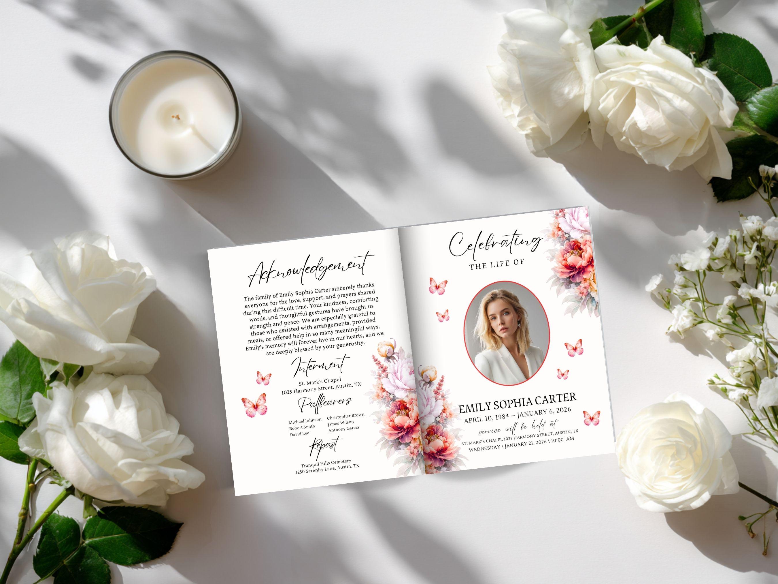 Obituay Programs Funeral Obituary Program Template Funeral Celebration of Life Program ...