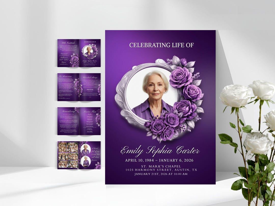 Canva Celebration of Life Memorial Template Funeral Program Obituary ...