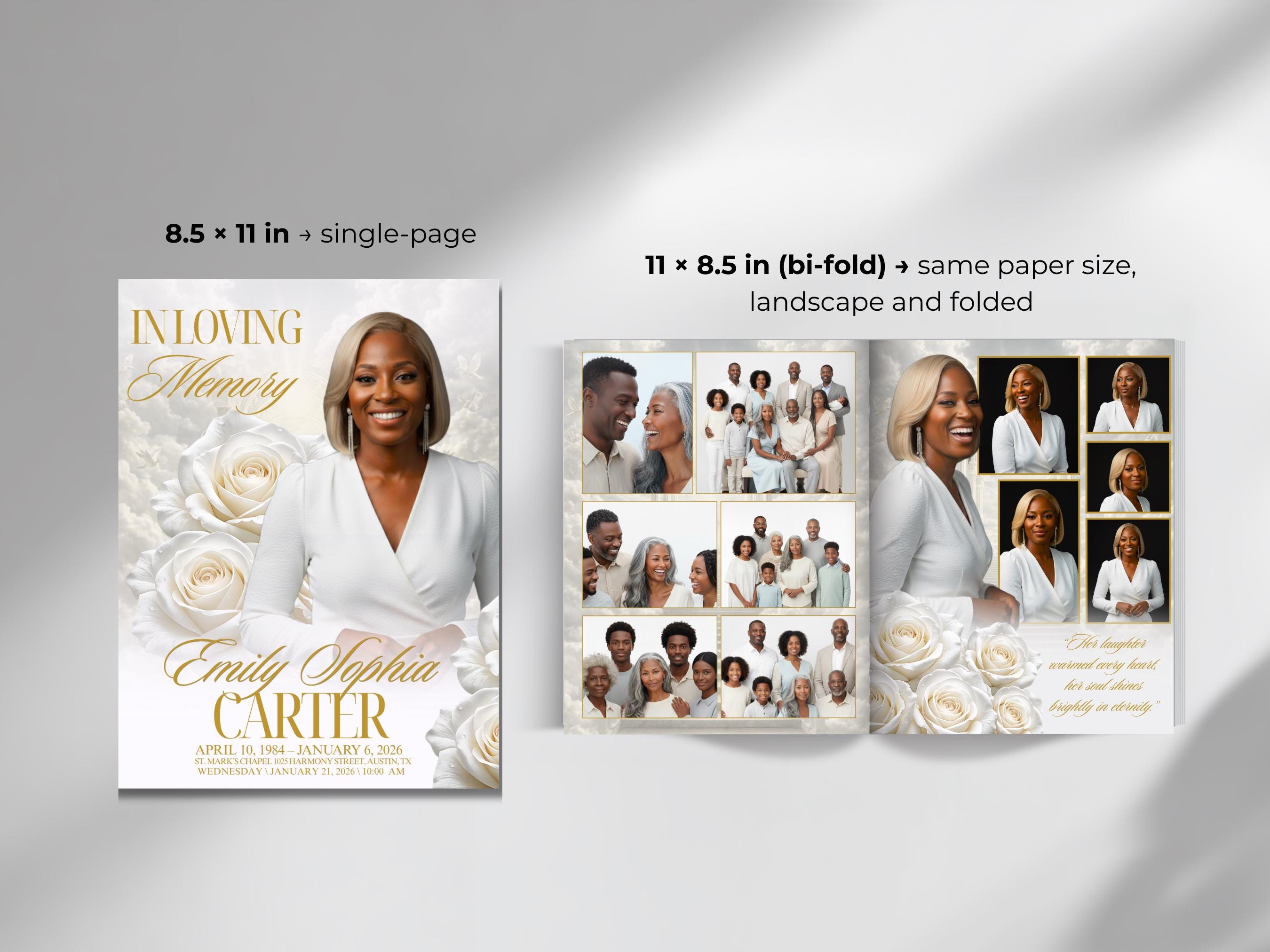 Celebration of Life Funeral Program Canva Template Obituary Funeral ...