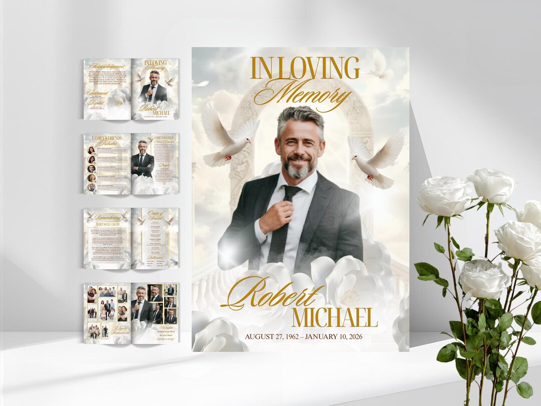 Funeral Obituary Template Canva Memorial Program Canva Funeral Programs