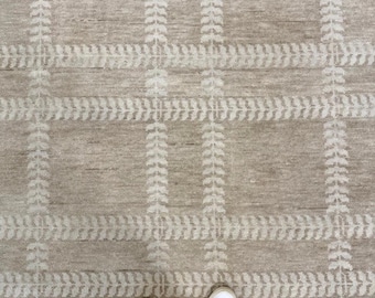 Taupe Geometric Area Rug, Botanical Grid Carpet, Modern Farmhouse Table Decor, Custom 5x8 6x9 8x10 9x12 10x12 10x14 12x15
