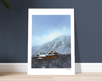 Huanglong National Park Winter Temple Photography Print (Semi-Glossy Poster)