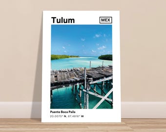 Tulum Mexico Puente Boca Paila Travel Print, Semi-Glossy Paper Poster