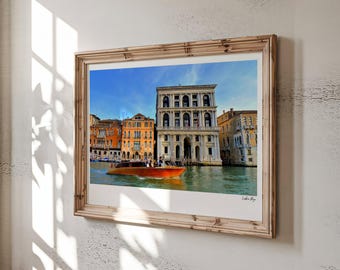 Grand Canal, Venice – Travel Photography Print | Vintage Wooden Speedboat