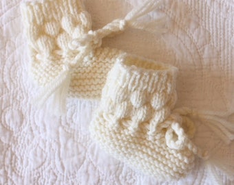 PIPPA Hand knitted Bubble Booties for Baby Boy or Girl NB to 12M Made to Order Custom Colour