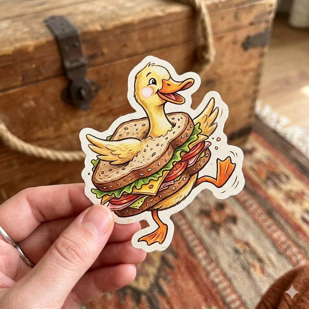 Sticker Goose Sandwich Funny Food Amigurumi Cute Duck Vinyl Waterproof ...