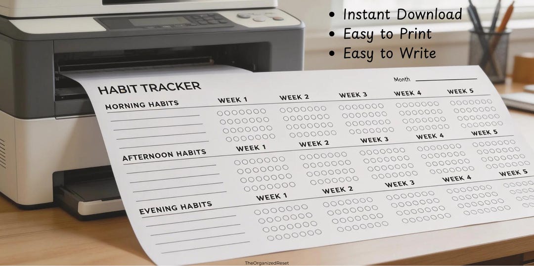Daily Habit Tracker Printable PDF | Monthly Tracker | Morning Afternoon ...