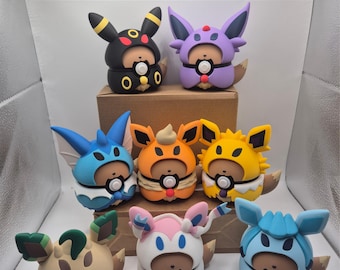 Eevee Poncho Evolutions Set – Figurer | Eevee Evolution Bundle | Komplett samlarfigurset | Anime-fangåva | 3D-utskriven