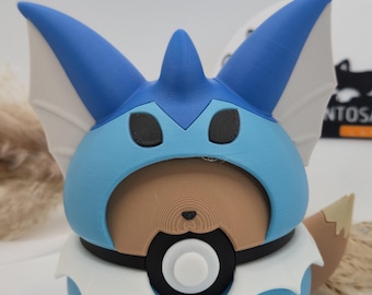 Eevee med Aquana Poncho – inspirerad av Eevee Vaporeon | Söt Anime Samlarfigur | Gamer Room Decor | Presentidé
