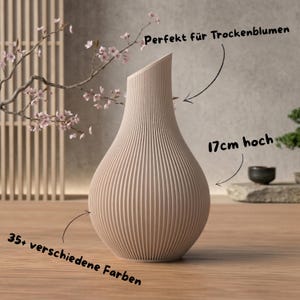Japandi Vase 17cm | Minimalistische 3D Druck Vase | Trockenblumen Deko | Pampasgras Vase | Modern Home Decor | Geschenkidee | 35+ Farben