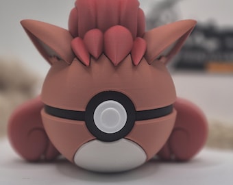 Vulpix Collector's Ball 3D-utskriven figur – Söt Pokémon-dekoration för speluppställning och hylla, handgjord present till fans, Eld-Pokémon-staty