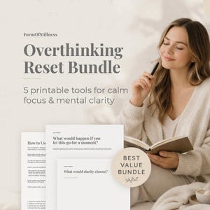 Overthinking Reset Bundle | Anxiety Journal + Daily Reset + Reflection Cards | Mental Clarity Workbook | Calm Mind Toolkit Printable