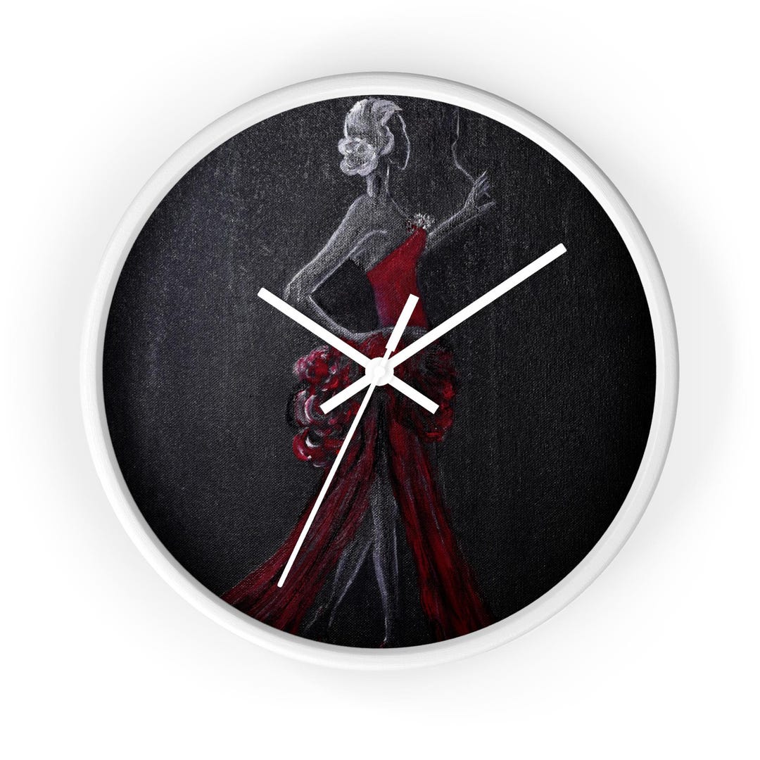 Elegant Lady Red Dress Clock | Fashion Illustration Art Home Decor - Etsy