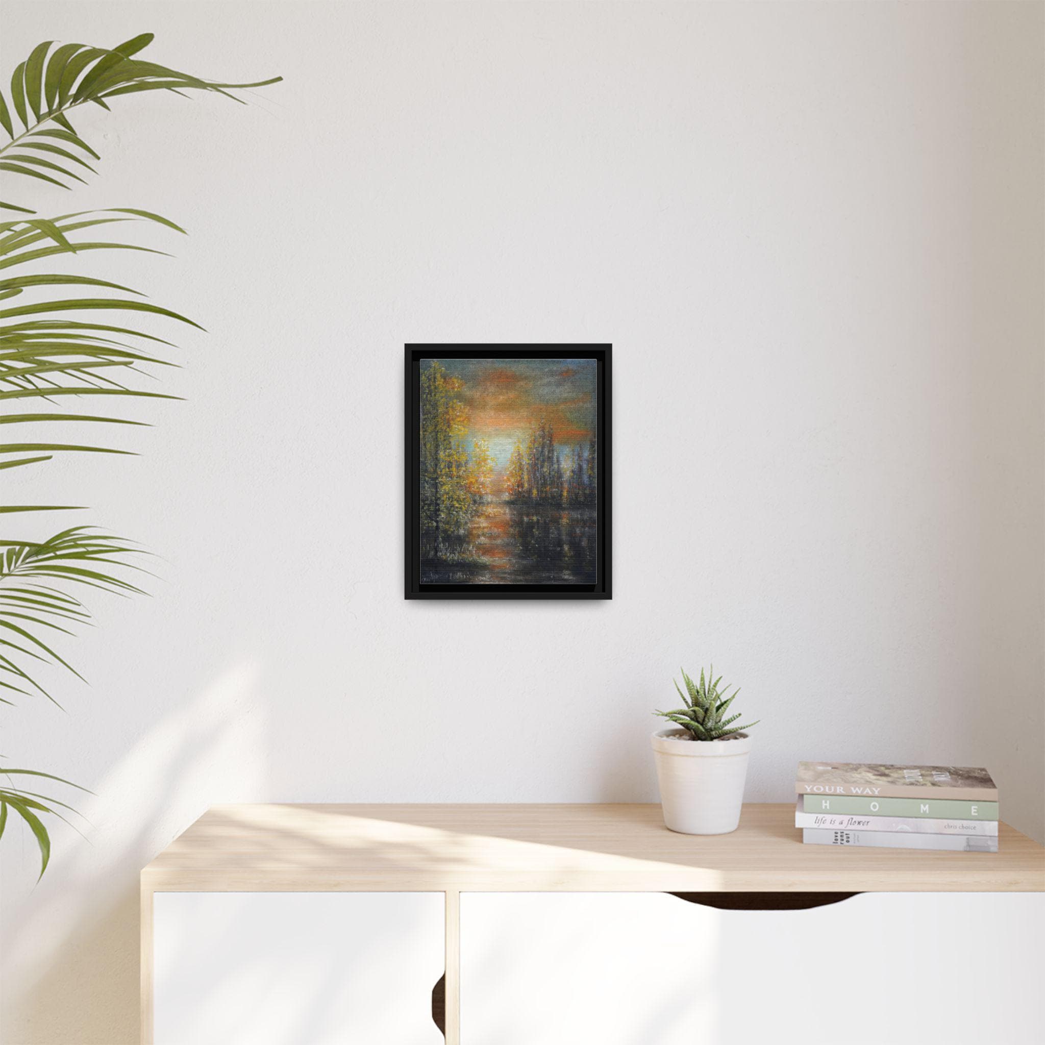 Framed Autumn Lake Canvas Print, Misty Forest Landscape Wall Art - Etsy