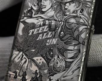 JOJO Steel Ball Run Five Face Engraved Brass Lighter Gift for Boyfriend Birthday Anime Fans