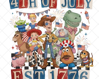 Toy Story 4th of July Patriotic PNG, Retro USA Sublimation File (Digital Download)