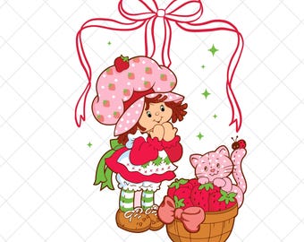 Strawberry Characters Png, Berry Sweet Girl Cartoon Kids Png, Coquette Strawberry Png, Cute Cartoon Png Sublimation File