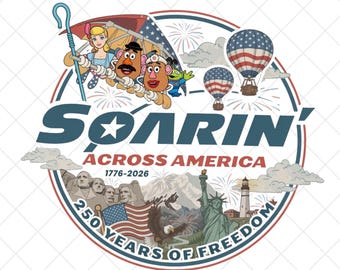 Soarin' Across America PNG, Patriotic Mickey Friends 4th July (Digital Download)