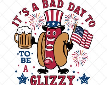 Funny 4th of July Hotdog PNG: Retro Glizzy Sublimation (Digital Download)