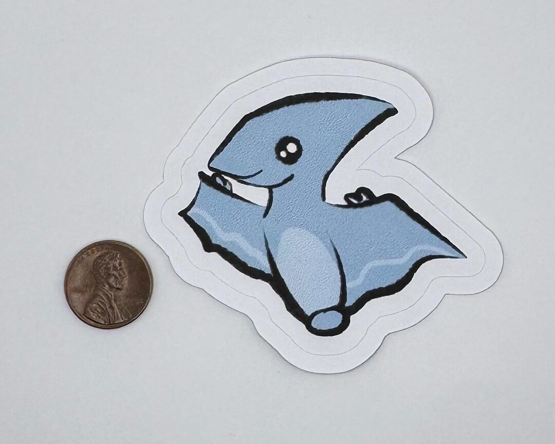 Cute Blue Pterodactyl Dinosaur Sticker | Kawaii Pterodactyl Die Cut ...