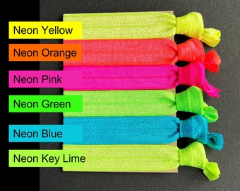 Choose Your Own Colours | Neon Elastic Hair Ties | Handmade Solid Color Hair Ties | Creaseless Elastic Hair Ties | UK Seller