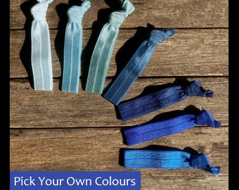 Choose Your Own Colours | Navy Royal Blue Elastic Hair Ties | Handmade Solid Color Hair Ties | Creaseless Elastic Hair Ties | UK Seller