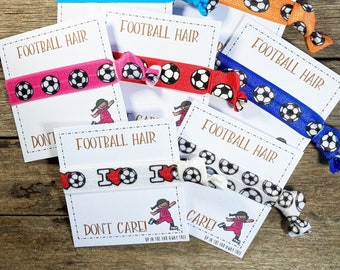 FOOTBALL Party | Hair Ties Party Favors | Birthday Hair Ties | Football Party Bag Fillers | Football Hair Ties | UK Seller
