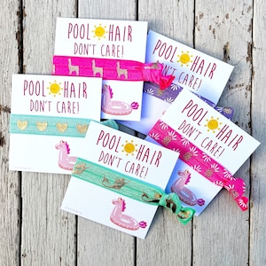 Pool Party Hair Ties | Swimming Gift | Pool Accessories | Pink Unicorn Design