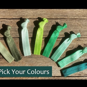 Choose Your Own Colours | Green Elastic Hair Ties | Handmade Solid Color Hair Ties | Creaseless Elastic Hair Ties | UK Seller