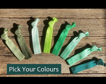 Choose Your Own Colours | Green Elastic Hair Ties | Handmade Solid Color Hair Ties | Creaseless Elastic Hair Ties | UK Seller