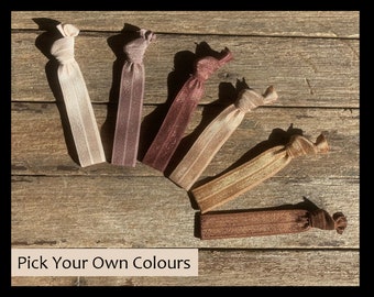 Choose Your Own Colours | Taupe Ginger Chocolate Hair Ties | Handmade Solid Color Hair Ties | Creaseless Elastic Hair Ties | UK Seller