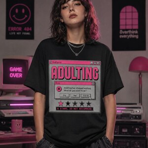 大人のおもしろいPNG画像、Y2Kピクセルアートデザイン、レトロなエラーメッセージグラフィック、皮肉な引用句の昇華プリント、星0つ、おすすめしませんTシャツアート