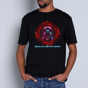 Cyberpunk Dog PNG, Cyber Hound Digital Download, Error 404 Sleep Not Found Gamer Shirt Design, Sci-Fi Techwear Graphic, Neon Animal Art