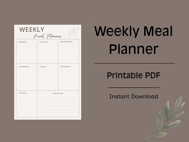 Weekly Meal Planner Printable PDF | A4 | Instant Download - Etsy