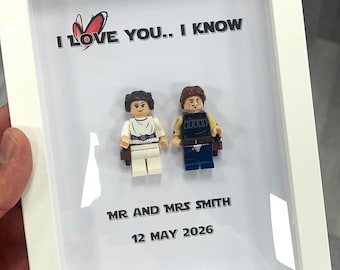 Regalo de aniversario personalizado con minifiguras | Marco personalizado para parejas con nombres | Regalo de cumpleaños único para novio/novia