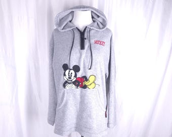 Vintage y2k Millenial MICKEY MOUSE pull over fleece hooded sweatshirt hoodie Mickey Unlimited Disney cozy jacket shirt