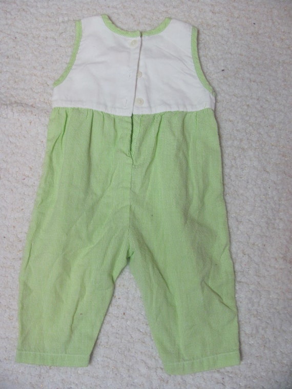 Adorable Vintage 90s Baby GIrl White And Green Em… - image 5