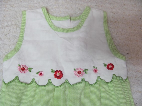 Adorable Vintage 90s Baby GIrl White And Green Em… - image 4