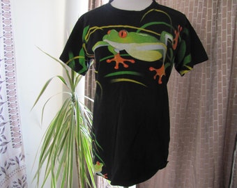 Vintage 1990s Radical Nature TREE FROGS Tshirt Green Frog Graphic tee Rain Forest Cool Retro Nature Lover Short Sleeve Crewneck 90s Shirt