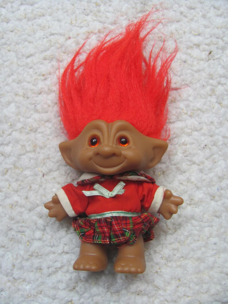 Vintage 90s Red haired Plaid Skirt Troll Doll | Etsy